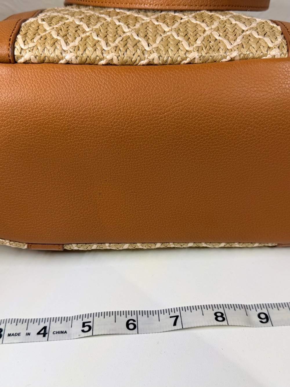 Talbots Neutral Woven Tote with Tan Trim - Picture 2 of 9